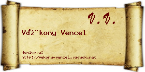 Vékony Vencel névjegykártya